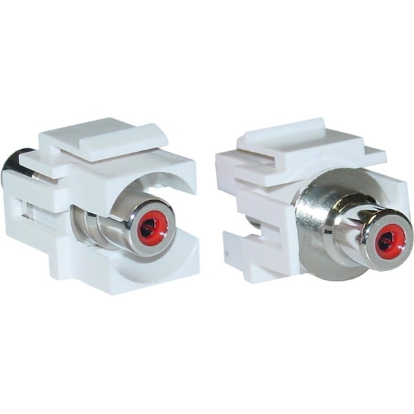Cable Wholesale Keystone Insert, White, Recessed RCA Female Coupler (Red RCA) 324-220WR - main