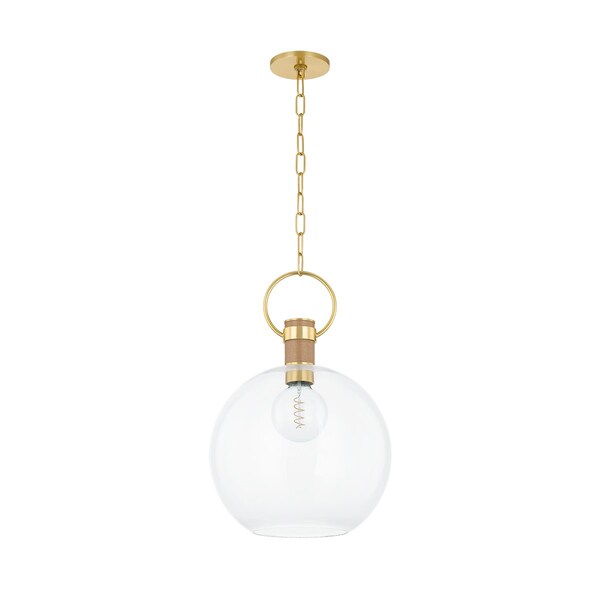 Mitzi Catrine 1 Light Pendant 16 In. Aged Brass H933701L-AGB - main