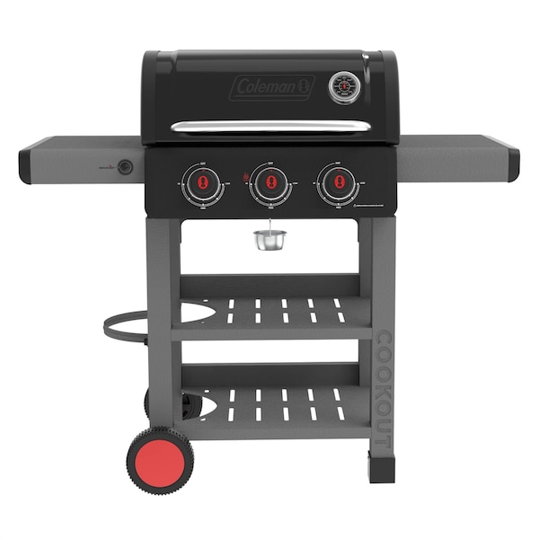 Coleman Cookout 3-Burner Propane Gas BBQ Grill w/ 535-Sq. In. Total Cooking Surface, Black/Gray CO-300BBQ - main