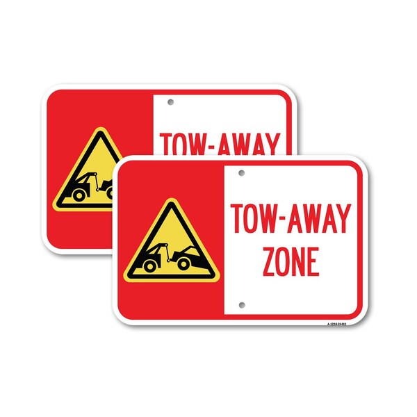 Signmission Tow-Away Zone with Graphic, 18'' X 24'' 2 Signs, Heavy Gauge Aluminum, 2PK A-1824-2PACK-24411 - main