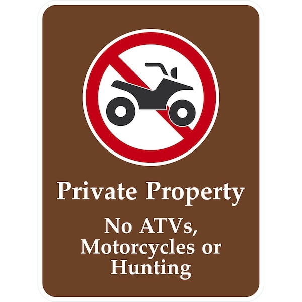 Lyle Private Property No ATVs, Motorcycles Or Hunting With Graphi, 18x24, Non-Reflective, White G-11217-NA_18x24 - main