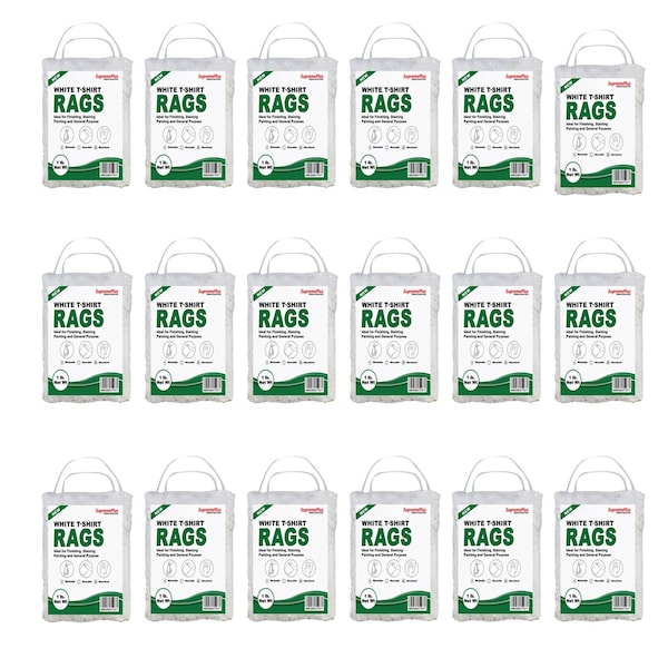 Supremeplus New White Knit T-Shirt Cleaning Rags, 1 lb. Bag, Pack of 24, 24PK SP-6808 - main