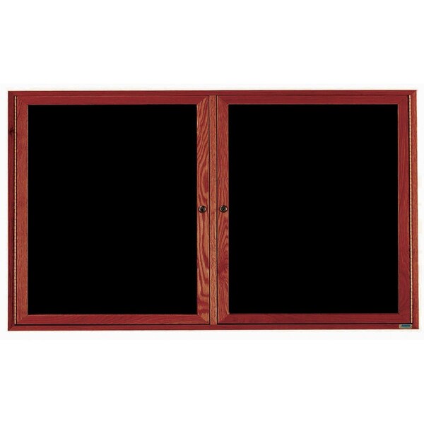 Aarco Enclosed Changeable Letter Board w/ Cherry Stained Red Oak Frame, 36''Hx72''W Two Door Unit CDC3672 - main