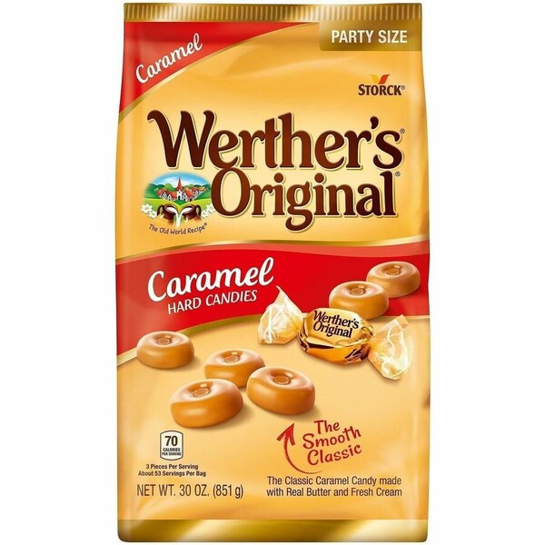 Werthers Green Rabbit Candy, Caramel, Individually Wrapped, 1.87 lb, 1 / Carton, 159PK GRR30201012 - main
