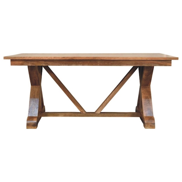 Homeroots 71" Brown Solid Wood Trestle Base Dining Table 719514 - main
