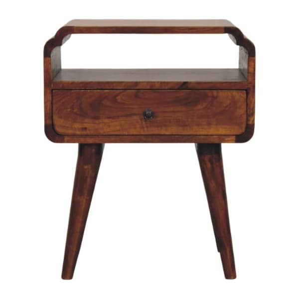 Homeroots 22" Brown Solid Wood Oval One Drawer Nightstand 651838 - main