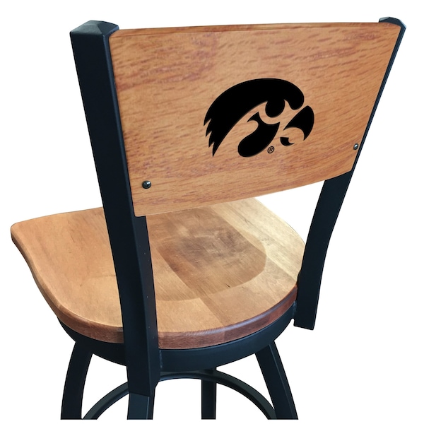Holland Bar Stool Co 36" Blk Wrinkle Iowa Swivel Bar Stool, Laser Engraved Back L03836BWMedMplAIowaUnMedMpl - main