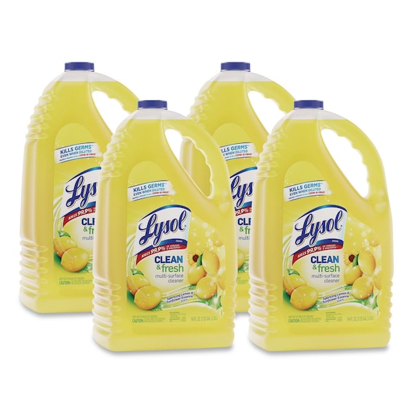 Lysol Cleaner and Disinfectant, Bottle, 144 oz, Sparkling Lemon & Sunflower Essence, 4 PK 77617 - main