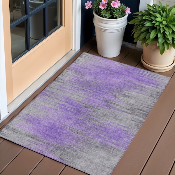 Homeroots 3' X 5' Purple Gray And Charcoal Abstract Washable Indoor Outdoor Area Rug 587170 - main