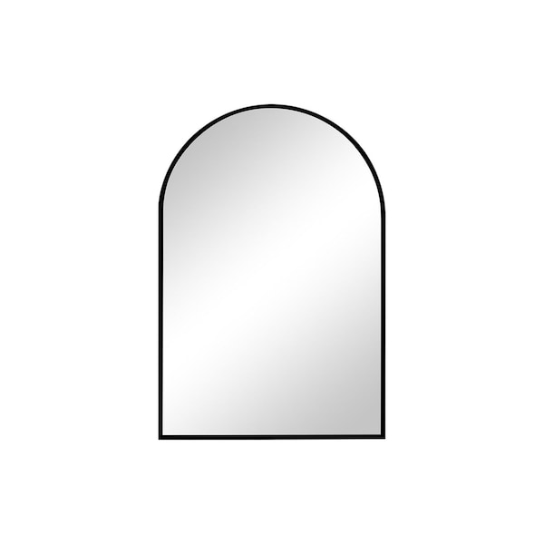 Homeroots 30" Black Metal Arch Framed Accent Mirror 719123 - main