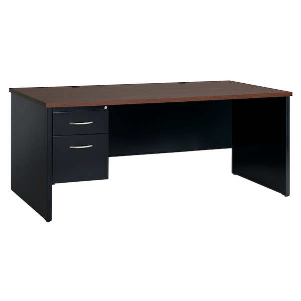 Hirsh Desk Pedestal, 36 in D X 29 1/2 in H, 72 in W X Steel, Black/Walnut 20541 - main