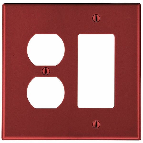 Hubbell Wiring Device-Kellems WALLPLATE, 2-G, 1) DUP 1) DEC, RED P826R - main