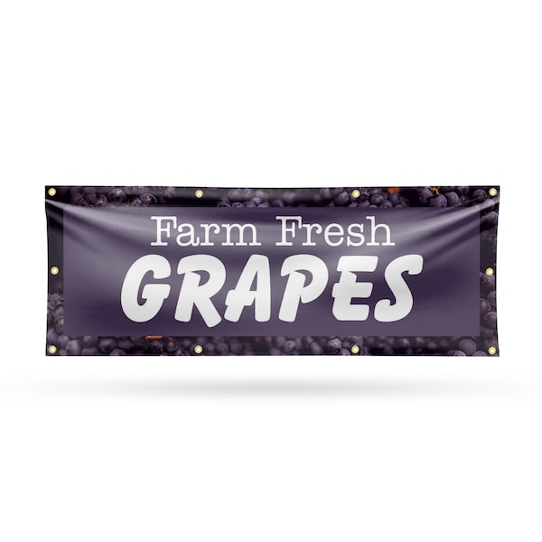 Signmission Farm Fresh Grapes, 36 Inch x 96 Inch, Vinyl Banner B-96-30594 - main