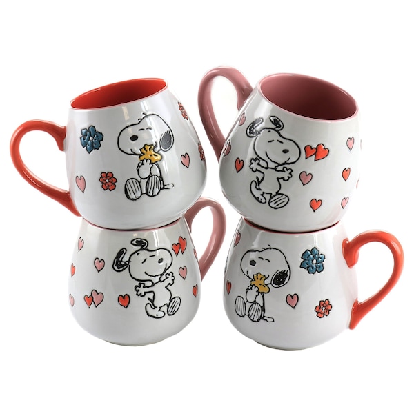 Peanuts 4 Piece 20 Ounce Stoneware Wax Relief Cup Set in 2 Assorted Designs 136641.01 - main