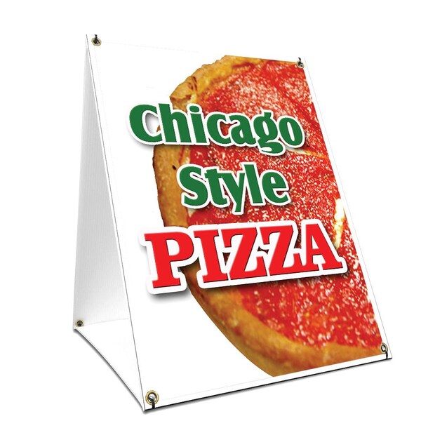 Signmission Chicago Style Pizza, 36 Inch x 24 Inch A-frame Yard Sign, Plastic Sign SBC-2436-Chicago Style Pizza - main
