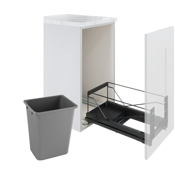 Kessebohmer Waste Pullout 36 QT Single Anthracite FE Soft Close w/ Gray Bins KS3-WASTE1-AN-G - main