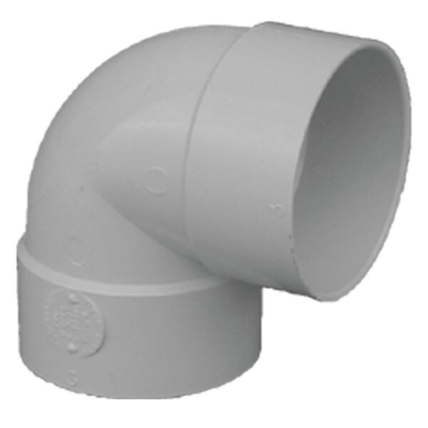 Ipex 4'' SDR 35 90 Deg. PVC Sewer and Drain Short Turn Elbow, 1/4 Bend 414154BC - main