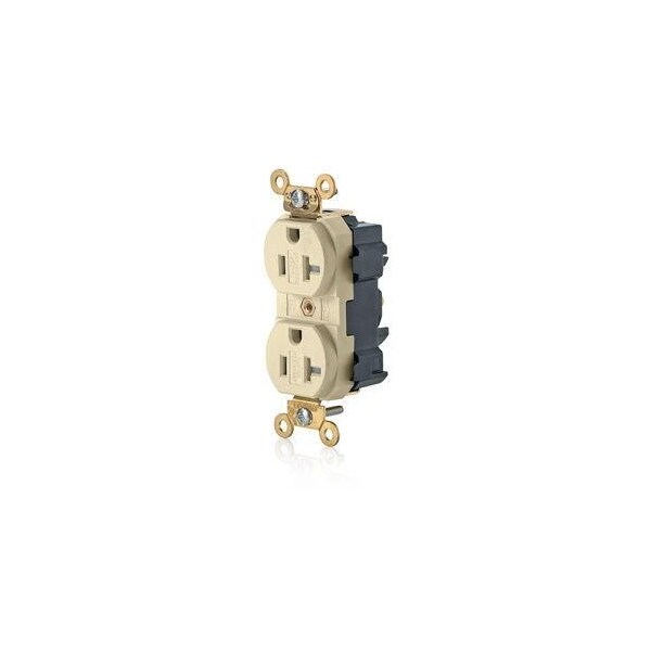 Leviton Straight Blade Receptacle, 5-20R, 20 A, 125V AC, Flush Mount, Self-Grounded M5362-SGI - main