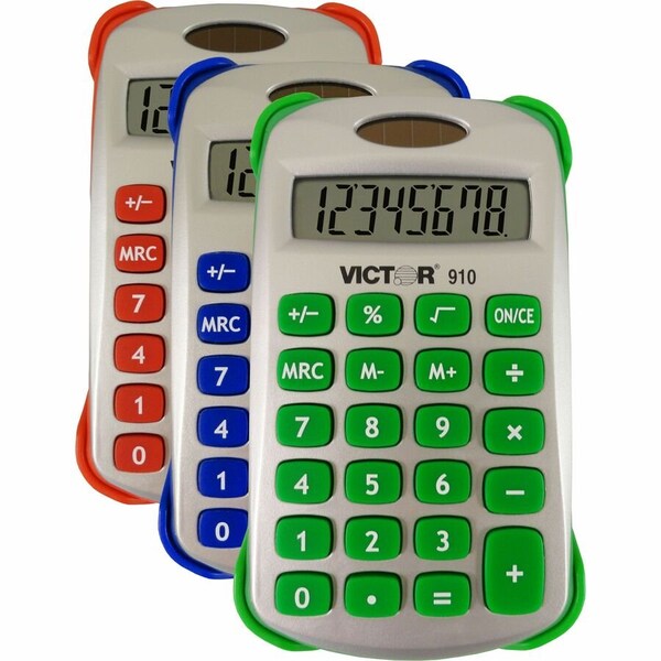 Victor Technology Colorful 8 Digit Handheld Calculator, PK3 910 - main