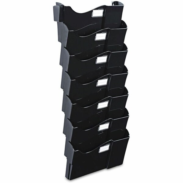Universal Grande Central Filing System, Seven Pocket, Wall Mount, Plastic, Black UNV08174*** - main