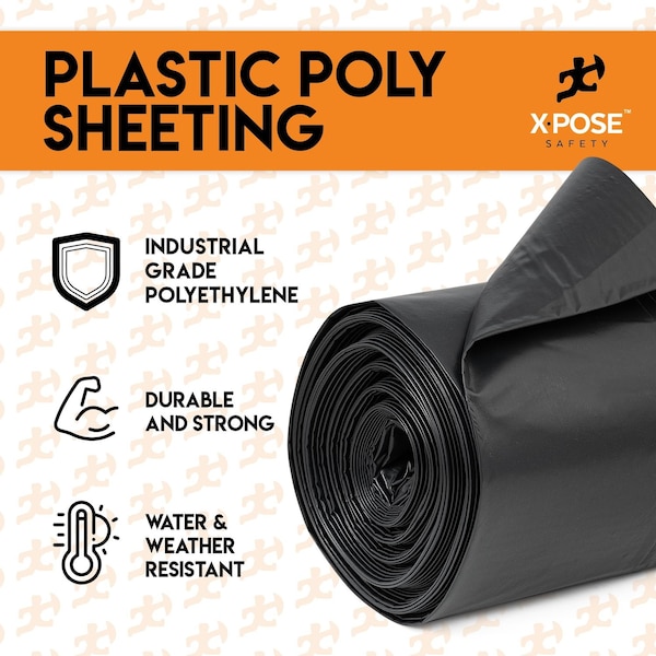 Xpose Safety 20ft x 100ft Black Poly Sheeting, 5.2 Mil, 2PK B-620IS-2-X - main