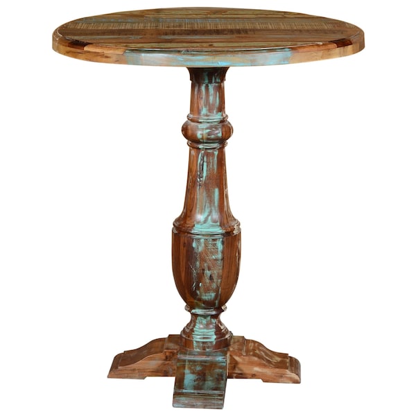 Homeroots 36" Brown Rounded Solid Wood Pedestal Base Dining Table 488597 - main