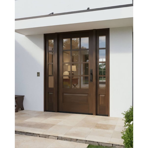 Doornmore G7512, 65.25" x 82" ( 36" Door + 2x12" Side) Left Hand, Mahogany SDL 12 Lite 3/4 Lite Exterior Door G7512-SW-3680-G7504-SL_1-2_LI - main