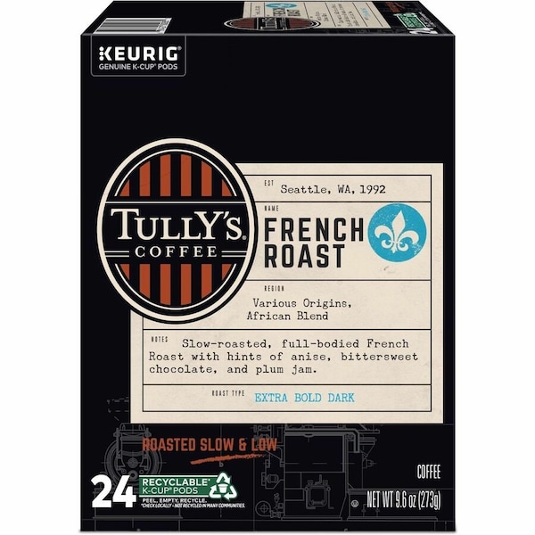 Tullys Coffee Tully's Pod French Roast, Keurig Single-Serve K-Cup Pods, Dark Roast, 24 Count, Compatible, 24PK 5000373779 - main