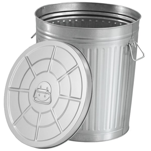 Gardenised Galvanized Steel 15 Gallon Durable Weather-Resistant Trash Can with Lid and Handles QI004753 - main