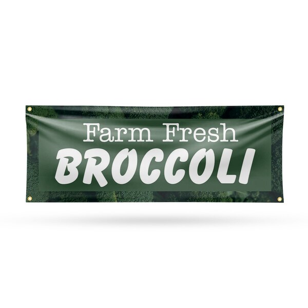 Signmission Farm Fresh Broccoli, 18 Inch x 48 Inch, Vinyl Banner B-30581 - main