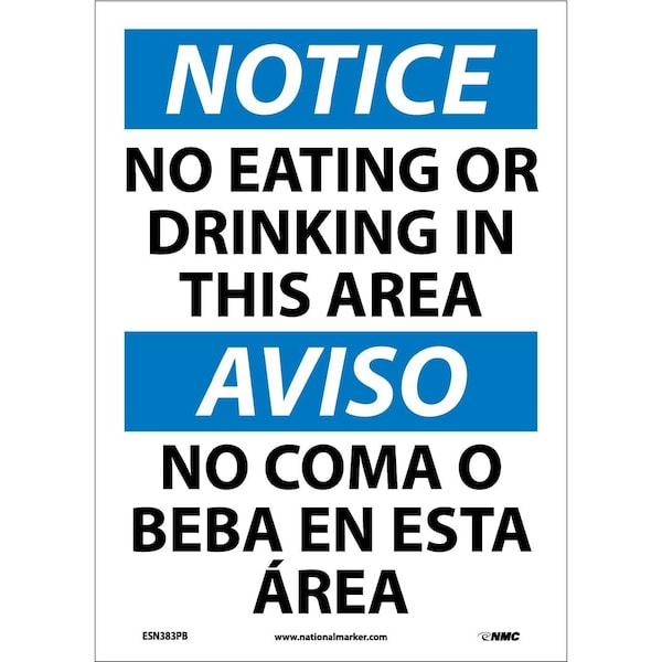 Nmc Notice No Eating Or Drinking Sign - Bilingual, ESN383PB ESN383PB - main