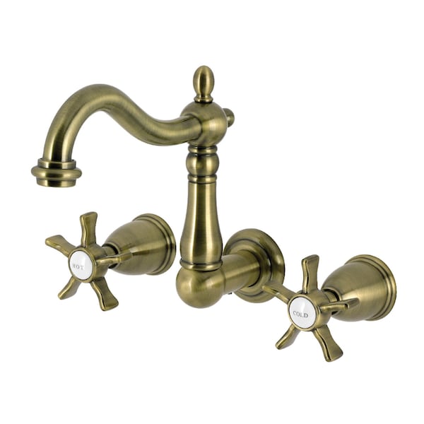 Kingston Brass Double-Handle Wall Mount Bathroom Faucet, Antique Brass KS1253NX - main