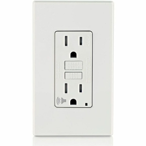 Leviton Self-Test Audible GFCI Receptacle, 15 Amp, 125 Volt, 5-15R NEMA GFTA1-W - main