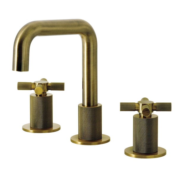 Kingston Brass Widespread Bathroom Faucet with Push Pop-Up Drain, Antique Brass KS1413KNX - main
