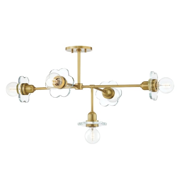 Mitzi Alexa 5 Light Chandelier 36.75 In. Aged Brass H357805-AGB - main