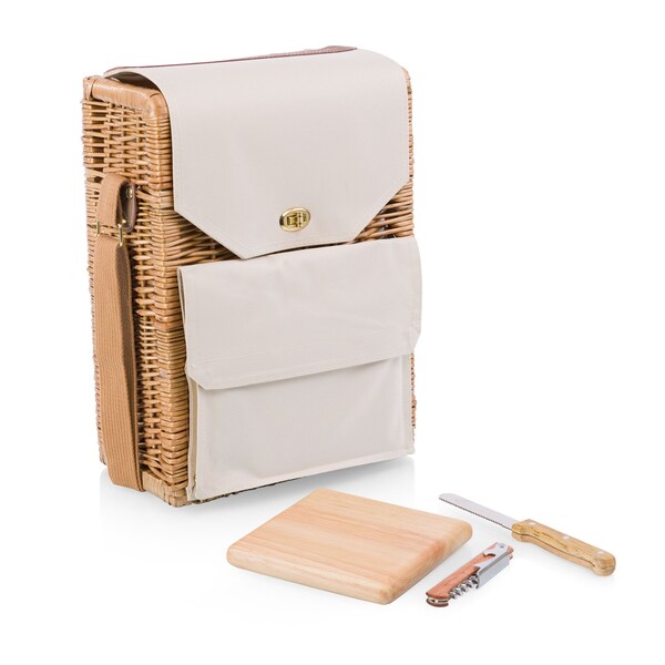 Picnic Time Family Of Brands Corsica Wine & Cheese Picnic Basket, Beige Canvas 120-04-187-000-0 - main
