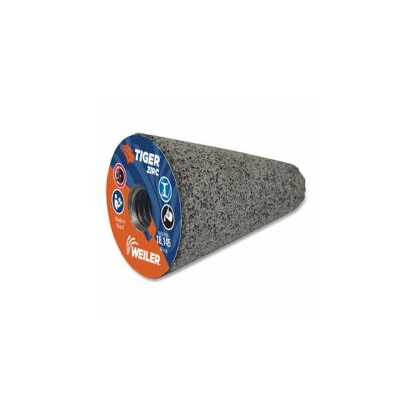 Weiler Tiger Grinding Cone, 2 in dia x 3 in Thick x 5/8 in-11 Arbor, 20 Grit, Zirconia Alumina, Type 17, 12PK 804-68365 - main