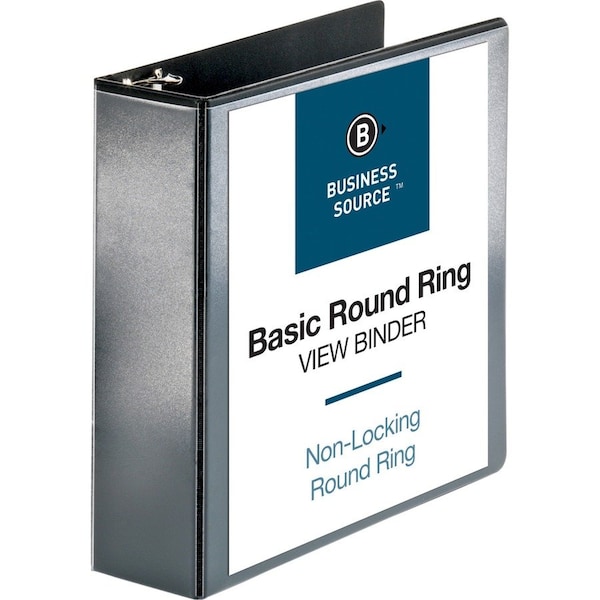 Business Source Ring Binder, Black, Clear Sleeve BSN09958 - main