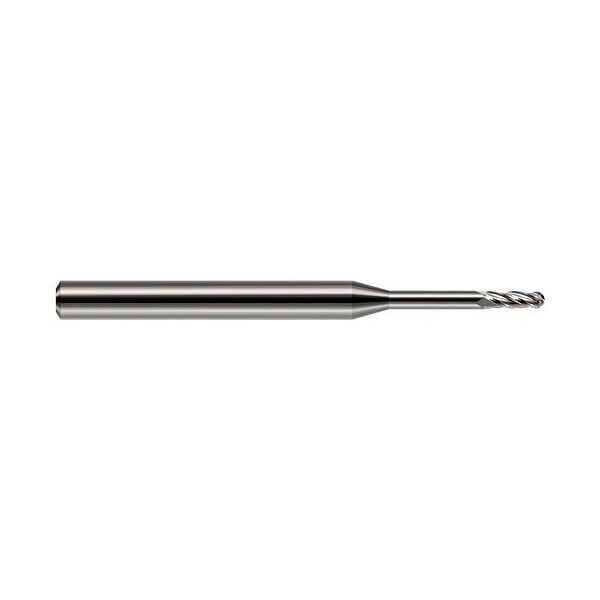Harvey Tool 0.0120in (.3 mm) Cutter DIA x 0.0360in L of Cut x 0.0960in Reach Carbide Ball End Mill, 4 Flutes 76812 - main