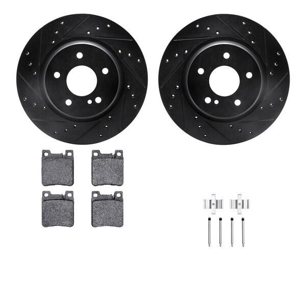 Dynamic Friction Co DFC Rotors-Drilled & Slotted-Black w/ EURO 5000 Ceramic Brake Pads Incl Hdw 8612-63056 - main