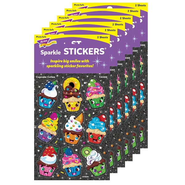 Trend Cupcake Cuties Sparkle Stickers, 18-Piece Set, 6PK T63358 - main