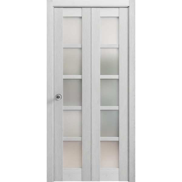Sartodoors Sliding Closet Bi-fold Doors Grey Solid Core Modern Interior QUADRO4002BF-OAK-60 x 80 (2* 30x80) - main