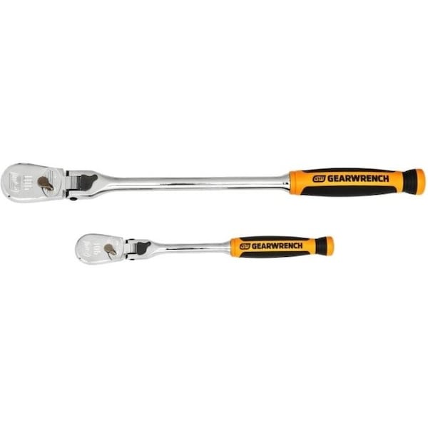 Gearwrench 2 Piece 1/4" & 3/8" Drive 90-Tooth Dual Material Locking Flex Head Teardrop Ratchet Set 81275T - main