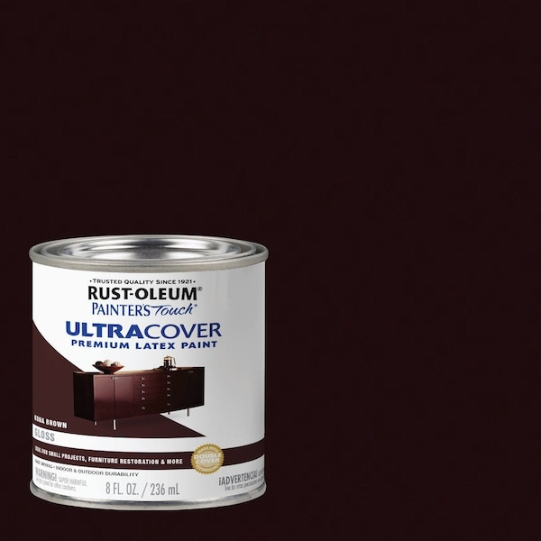 Rust-Oleum Painters Touch 2X Ultra Cover Premium Latex Paint Gloss Kona Brown 1/2 Pt. 1977730 - main