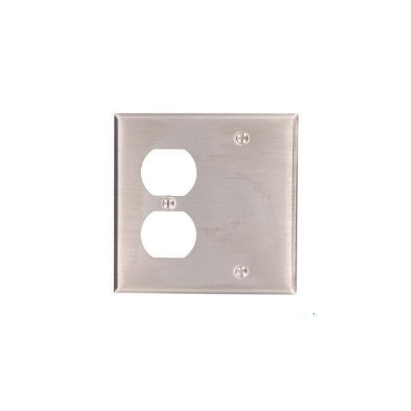 Leviton Combination Wall Plate, Number of Gangs: 2 Stainless Steel, Silver 84008-40 - main