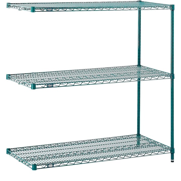 Global Industrial Nexel 3 Shelf, Poly-Green Wire Shelving Unit, Add On, 30"W x 14"D x 34"H B3050235 - main