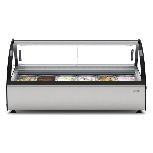 Koolmore 46 in. Countertop Gelato Display Case w/ 6 Pans and Built-in Glass Sneeze Guard in Stainless-Steel KM-CGD-6P - main