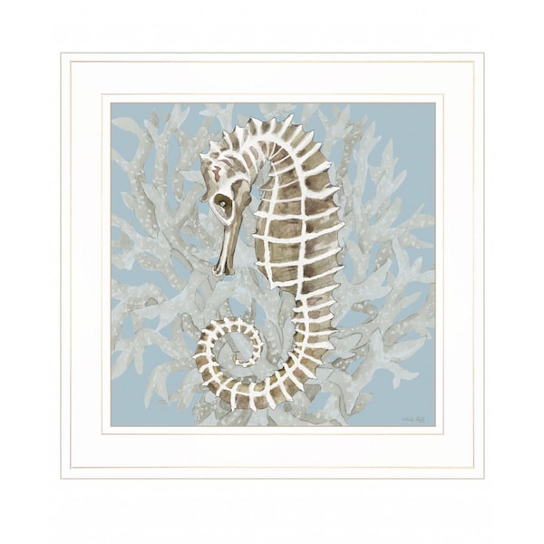 Homeroots Coral Seahorse II 2 White Framed Print Wall Art 407597 - main