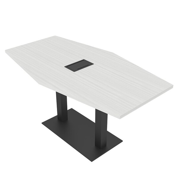 Skutchi Designs Hexagon Conference Table With Power Unit, 36 in W, 60 in L, White HAR-HEX.IR-36X60-DOU.BK-WA7976-EBLK - main