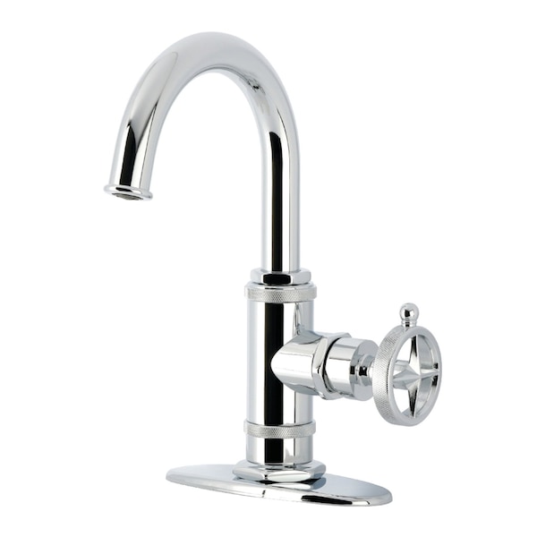 Kingston Brass One-Handle Single-Hole Bathroom Faucet with Deck Plate and Push Pop-Up Drain, Polished Chrome KSD2211RNK - main